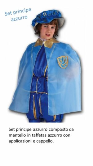 Costume Da Principe Azzurro In Set Composto Da Mantello Azzurro E Cappello