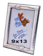 Cornice portafoto in argento con orsetto retro azzurro 9x13 cm