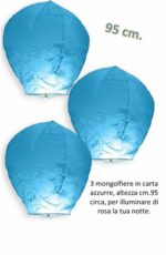 3 mongolfiere in carta 95 cm colore azzurro