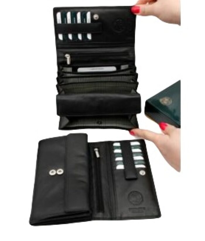 Portafoglio da donna colorazione nera con sistema RFID Cryptalloy