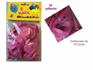 Confezione da 25 palloncini rosa taglia media E' NATA