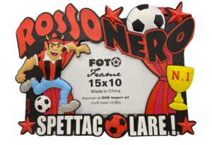 Portafoto 3D squadra rossonera con oggetti e scritte in rilievo