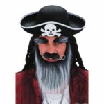 Cappello Pirata In Feltro Nero Bordi Bianchi