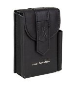 Porta pacchetto in vera pelle color nero Luigi Benetton con chiusura a 2 regolazioni