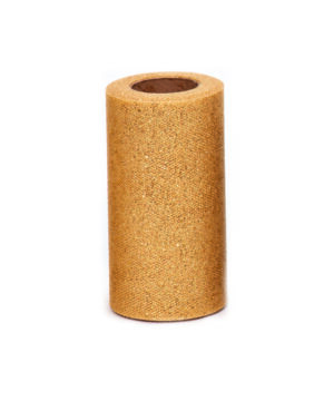 bobina di tulle glitterato altezza 125 millimetri lunga 100 metri colore ORO