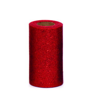 bobina di tulle glitterato altezza 125 millimetri lunga 100 metri colore ROSSO