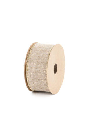 rondella OTELLO in tessuto largo 60 mm lungo 10 metri colore BEIGE con pois oro