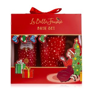 Set bagno BELLE FEMME NOEL con tazza in ceramica e shower gel