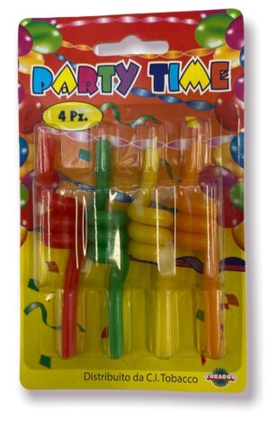 Confezione da 4 candeline a spirale colorate