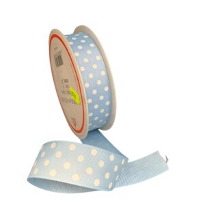 Rondella in tessuto a pois lunghezza 20 mt e larghezza 25 mm. colore azzurro