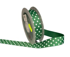 Rondella in tessuto a pois lunghezza 20 mt e larghezza 25 mm. colore verde
