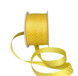 rocchetto in tessuto grosgrain a pois lunghezza 25 mt e larghezza 10 mm. colore giallo