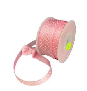 rocchetto in tessuto grosgrain a pois lunghezza 25 mt e larghezza 10 mm. colore rosa