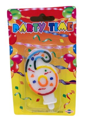 PARTY TIME candelina numerale numero 6