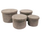 Set 4 scatole tonde in tessuto di colore grigio