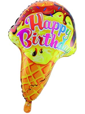 Gonfiabile in foil a forma di gelato con scritta Happy Birthday