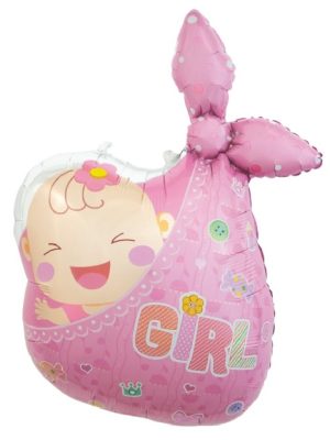 Gonfiabile fagottina rosa ad elio o aria in foil misura 53x85 cm.