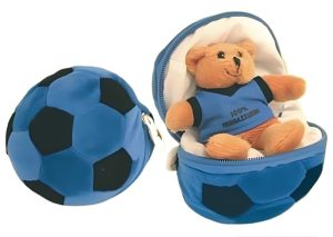 Palla musicale con cerniera ed orsetto all'interno NERO e AZZURRI