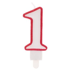 Candelina Numero 1 con sostegno 8,5cm