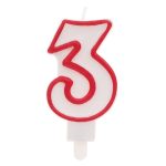 Candelina Numero 3 con sostegno 8,5cm