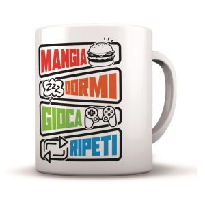 Tazza in ceramica - Mangia dormi gioca ripeti