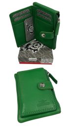 Portatessere uomo CHARRO con 7 posti e portamonete in vera pelle colore verde