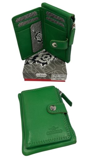 Portatessere uomo CHARRO con 7 posti e portamonete in vera pelle colore verde