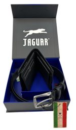 Papure uomo JAGUAR con cintura e portafoglio con 12 portatessere e portamonete di colore nero