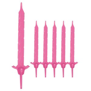 Blister 24 Candeline Rosa con sostegni 7,5cm