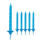 Blister 24 Candeline Azzurre con sostegni 7,5cm