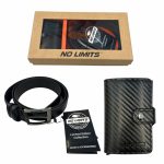 Parure uomo NO LIMITS nero con porta tessere secret e porta banconote e cintura in vera pelle
